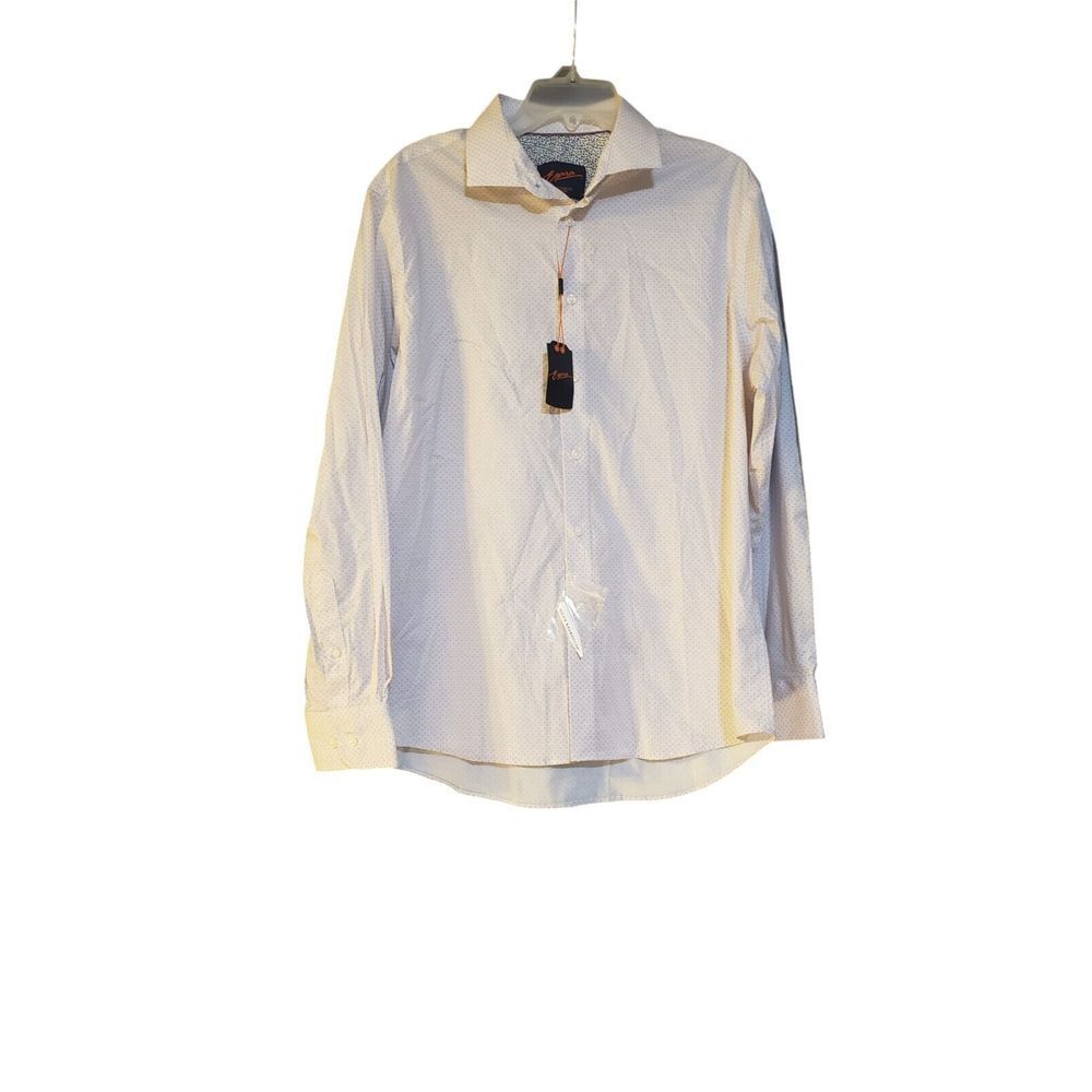 NWT Egara Shirt Men's Large Flip Cuff Slim Fit Stretch Easy Care Dress Cotton